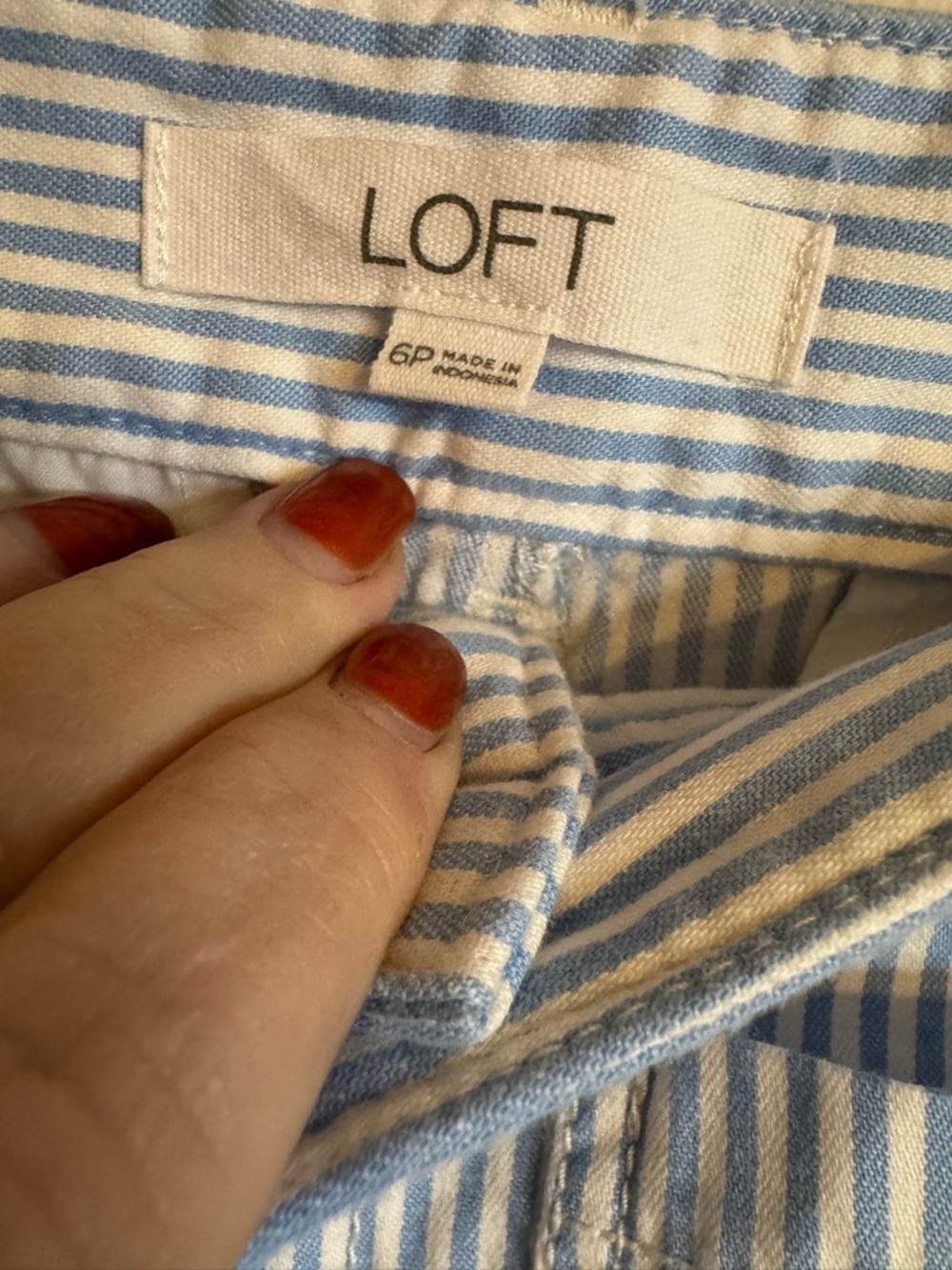 ANN TAYLOR LOFT Blue/White Striped *THE PALMER WIDE LEG* PANTS   6PETITE     #10 - Picture 7 of 8